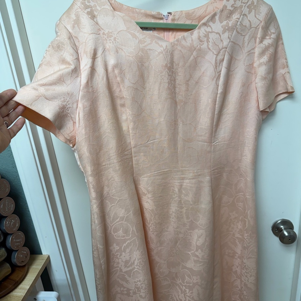 Talbots pastel pink short sleeves feminine brocade mini dress Plus size 18 - Picture 13 of 16